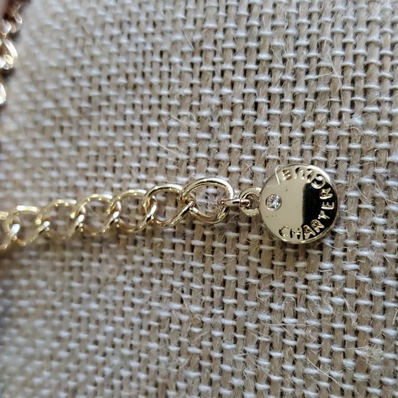 17 inch NECKLACE with Extension Gold Tone Pink Green Gems Floral Feminine Fairy - Picture 7 of 8